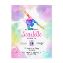 Convite de cartão postal de ginástica aquarela