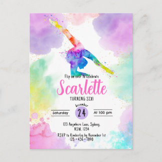 Convite de cartão postal de ginástica aquarela