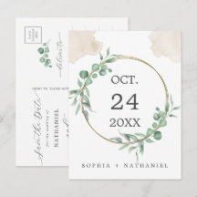 Convite de cartão-postal dourado em aquarela para 