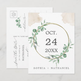 Convite de cartão-postal dourado em aquarela para 