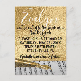 Convite de Cartão Postal Elegante em Ouro para BM