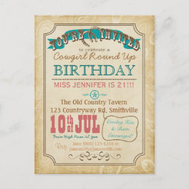 Convite de Cartão Postal no Estilo Western