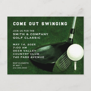 Convite de Cartão Postal para Evento de Golfe
