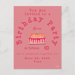 Convite de cartão postal para festa de aniversário