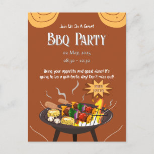 Convite de Cartão-Postal para Festa de Churrasco L
