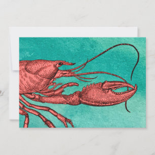 Convite de Cartão Red Lobster Clambake Imagem Vint
