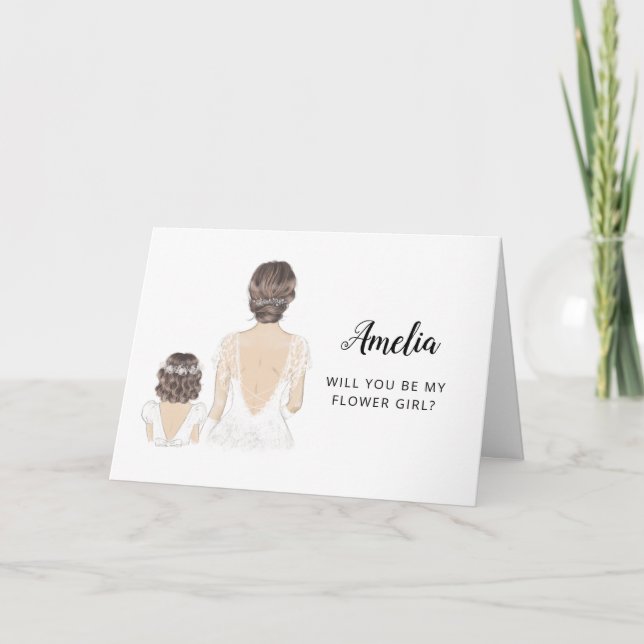 Convite de Carto Dobrado para Menina de Flores (Frente)