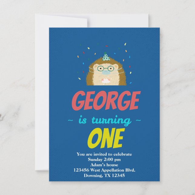 Convite de Cartoon de Confetti à Criança Personali (Frente)