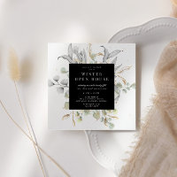 Convite de Casa Aberta Floral Prateado e Dourado E