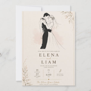 Convite de Casal Arte Linha Moderna
