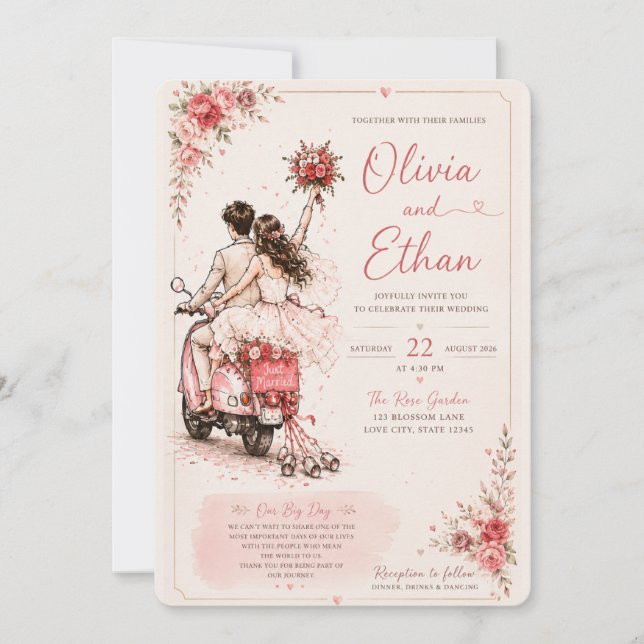 Convite de Casal Arte Linha Moderna (Frente)