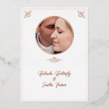 Convite de Casal de Casamento de Linha de Folha Co