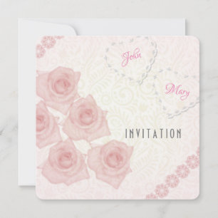 Convite de casal de rosas vintage rosa