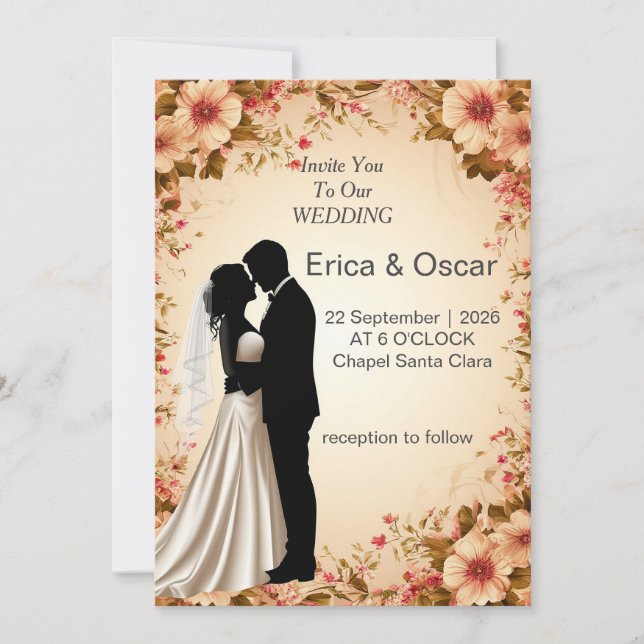 ✨ Convite de Casal Romântico Para o Dia do Casamen (Frente)