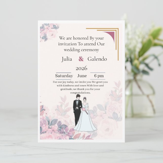 convite de casamento (Em pé/Frente)