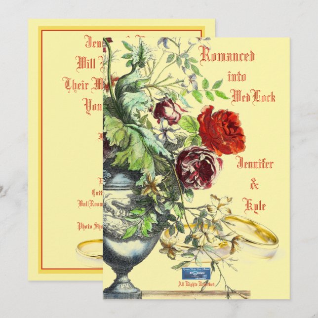 Convite de Casamento 1 Creme(Romanced)RFPMDesigns️ (Frente/Verso)