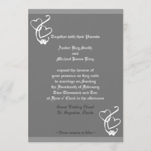 Convite de casamento 2 corações 2 anéis impress