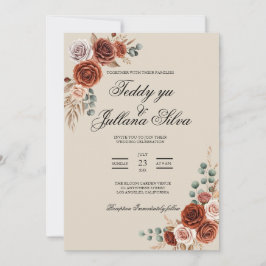 Convite de casamento 2 em 1 código qr terracota bo