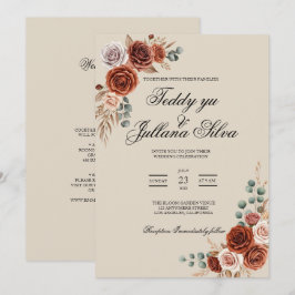 Convite de casamento 2 em 1 código qr terracota bo