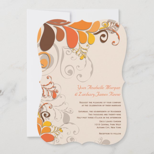 Convite de Casamento 2 em 1 Rodopios Florais Deco  (Frente)