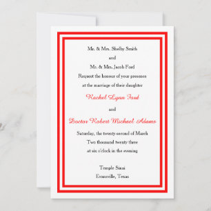 Convite de Casamento 5x7 - Corte Duplo Vermelho