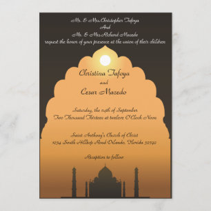 Convite De Casamento 5x7 O Taj Mahal Sunset