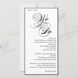 Convite de Casamento 8x4 B&W Dupla Face 'We Do'