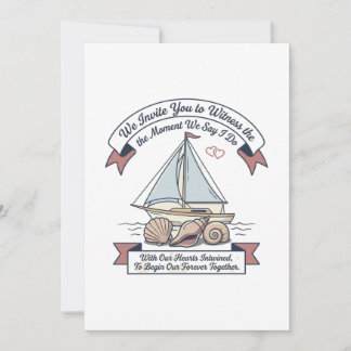 Convite de Casamento à Beira-Mar com Velho Navio