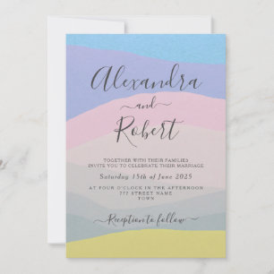 Convite de Casamento Abstrato Aquarela Pastel