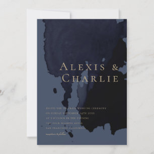 Convite de casamento abstrato com aquarela moderna
