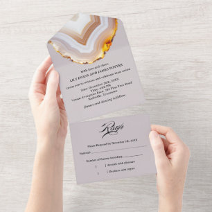 Convite de Casamento Abstrato em Ágata Cortada