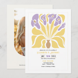 Convite de Casamento Abstrato Floral Boho Borbolet