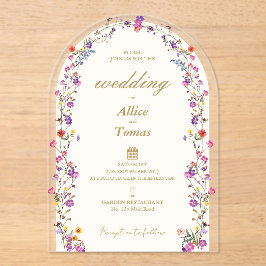 Convite De Casamento Acrílico De Arca Floral Elega