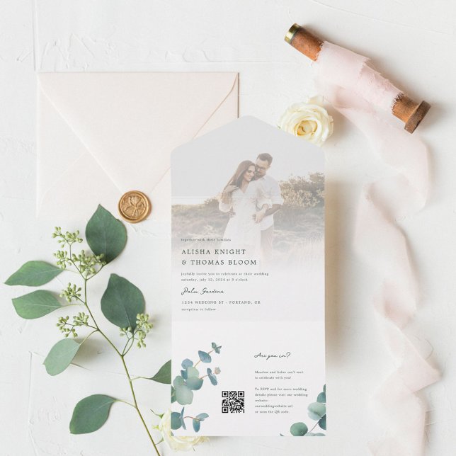 Convite de casamento Adelaide com código QR RSVP (Criador carregado)