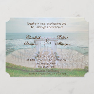 Convite de Casamento Adorável de Praia