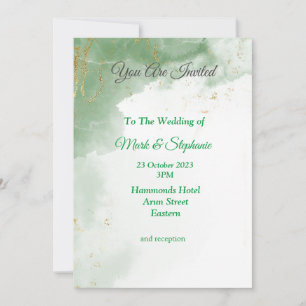 Convite de Casamento Adorável, mármore verde