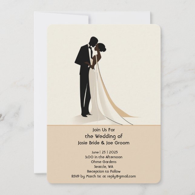 Convite de Casamento Africano Americano Elegante (Frente)