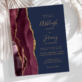Convite de Casamento Agate Burgundy Azul Marinho O