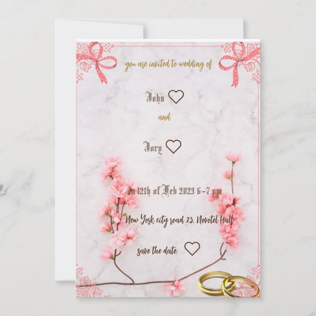 convite de casamento agradável  (Frente)