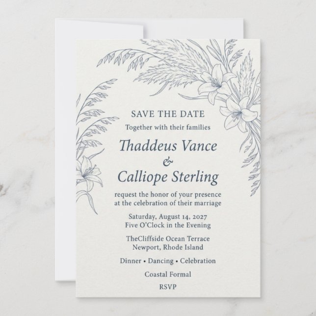 Convite de Casamento Água-forte Bétula e Pinheiro  (Frente)