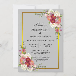 Convite de Casamento Água-forte Cinza Poento Doura