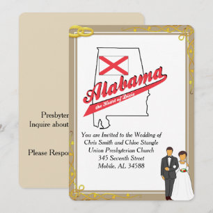 Convite de Casamento Alabama Heart of Dixie