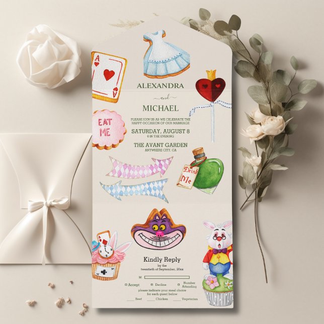Convite de Casamento Alice no País das Maravilhas  (Criador carregado)