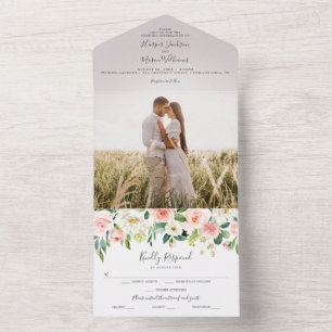 Convite de casamento All in One Airy Blush com Fot