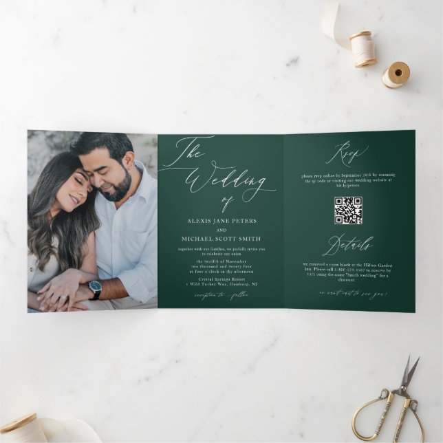 Convite de casamento All-in-One de Caligrafia Mode (Dentro)