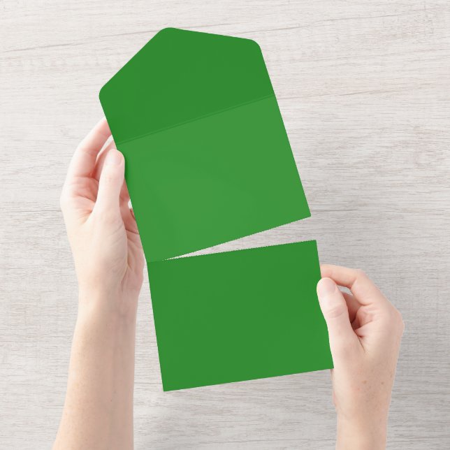 Convite de casamento All-in-One Verde para Florest (Aba destacável)