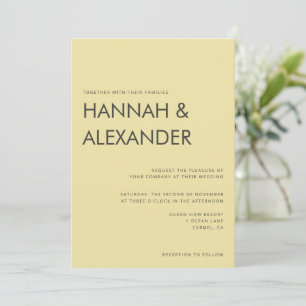 Convite de Casamento Amarelo Cítrico Ilha