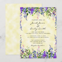 Convite de casamento Amarelo da Lavanda de Aquarel