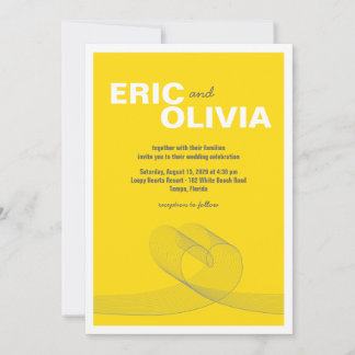 Convite de casamento Amarelo da Linha de Amor Cora
