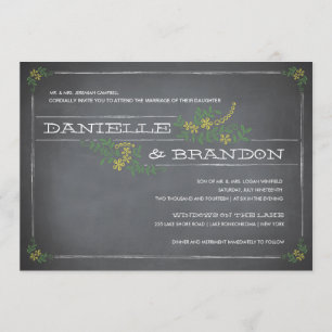 Convite De Casamento Amarelo De Chalkboard Stencil